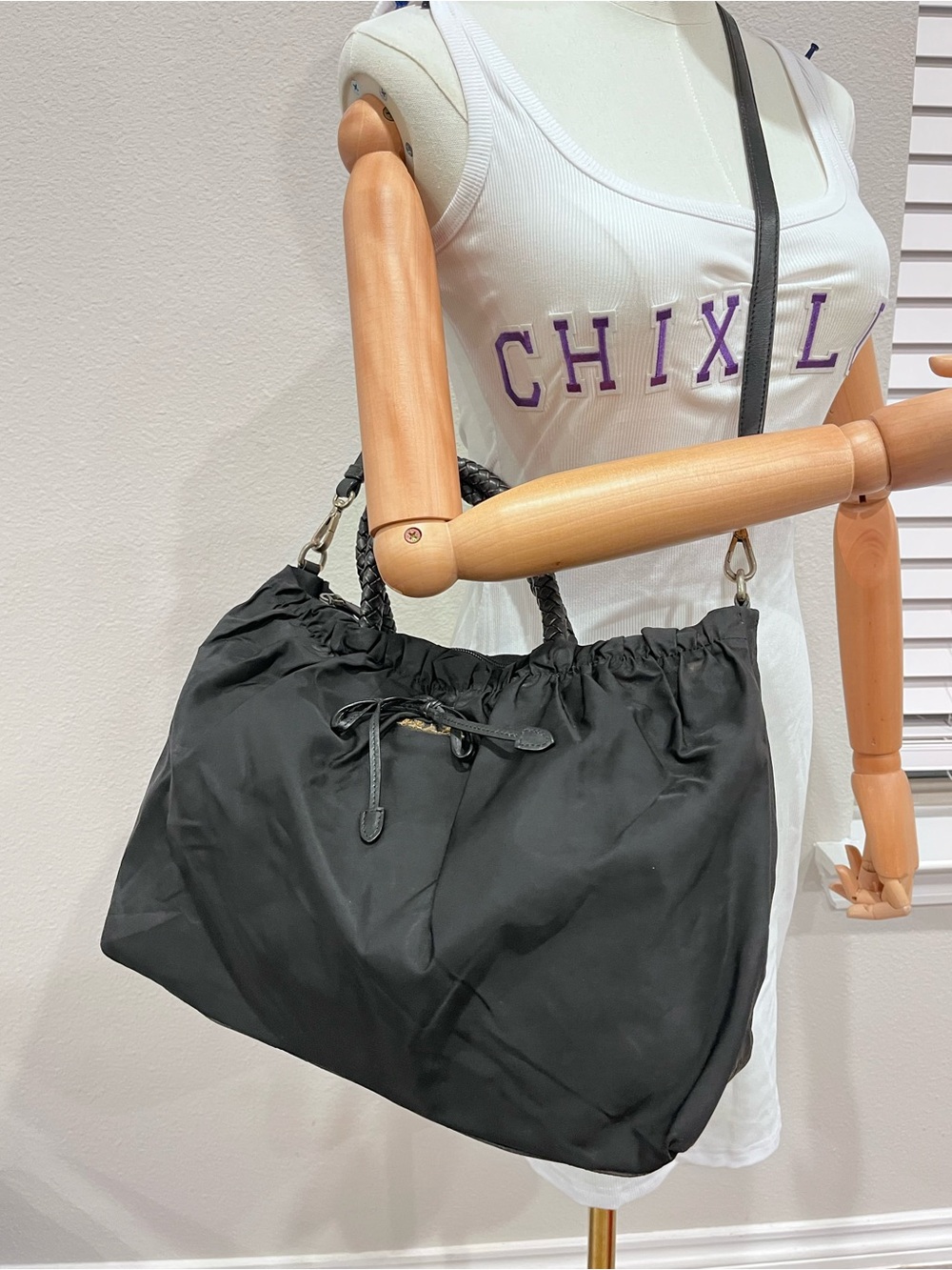 PRADA TESSUTO NYLON BOW TOTE BAG.